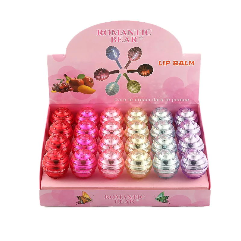 Wholesale 24pcs INS HOT Lip Blam Cute Lollipop Shape Natural Moisturizing Children Girls Lip Balm Moisturizing Lips Care Bulk