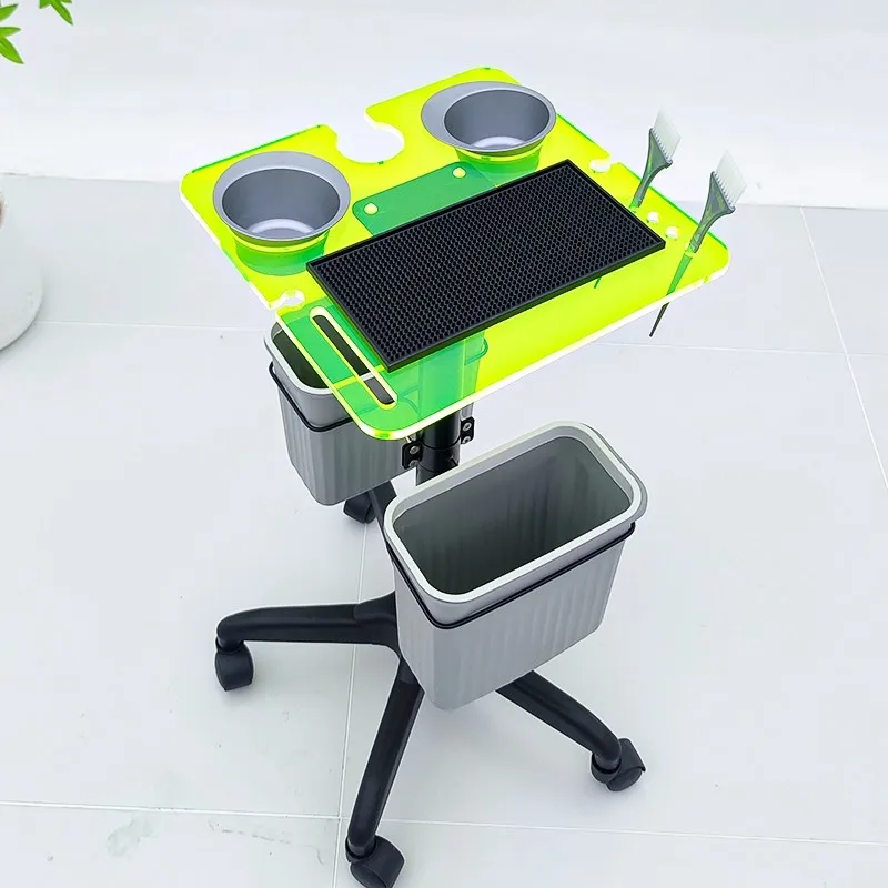 Simple Style Acrylic Storage Trolley Barber Shop Hair Dyeing Tools Scissors Mobile Storage Cabinet Salon Beauty Salon Tool Table