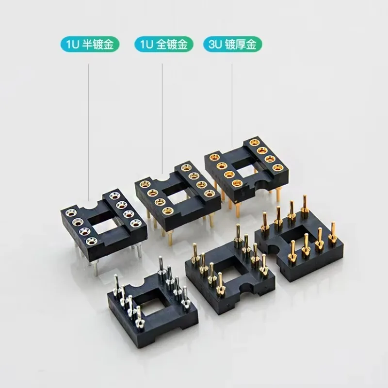 10Pcs 8P Fully Gold Plated Deluxe IC Block Nexton Original DIP-8 Round Hole Socket Heating Operational Amplifier