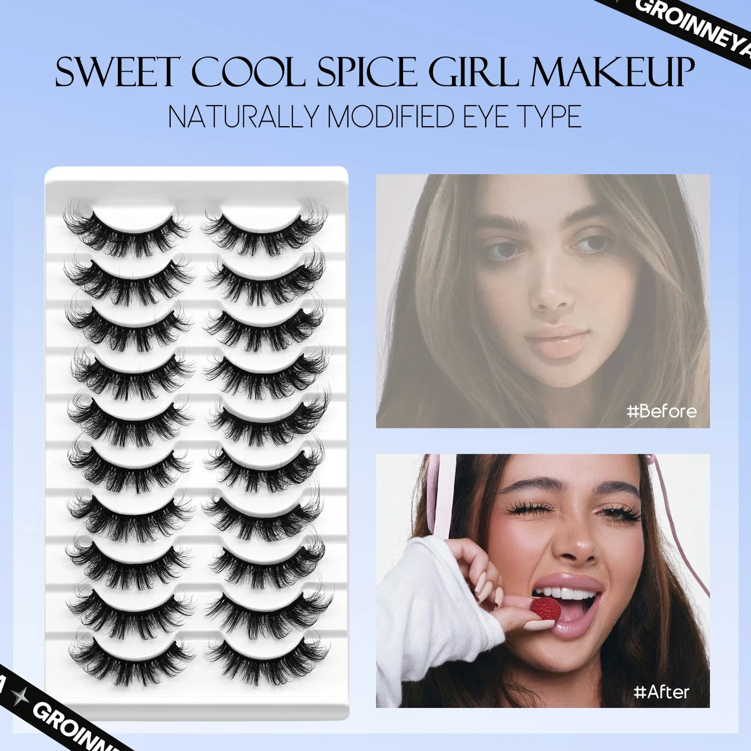 Lasvirey cils moelleux naturel oeil de chat cils doux vaporeux naturel longs 3D Faux cils de vison épais Faux cils Extension maquillage