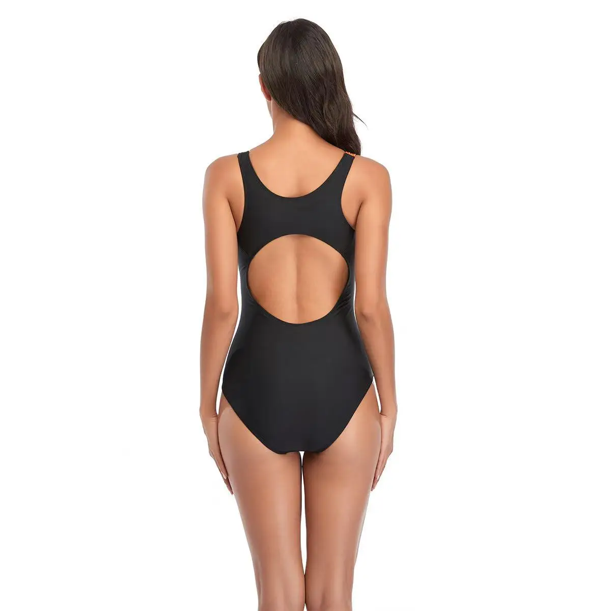 2025 New Striped Print Sport One Piece Swimsuit For Women Professional Swimwear Female Backless Monokini Plus Size Bathing Suits