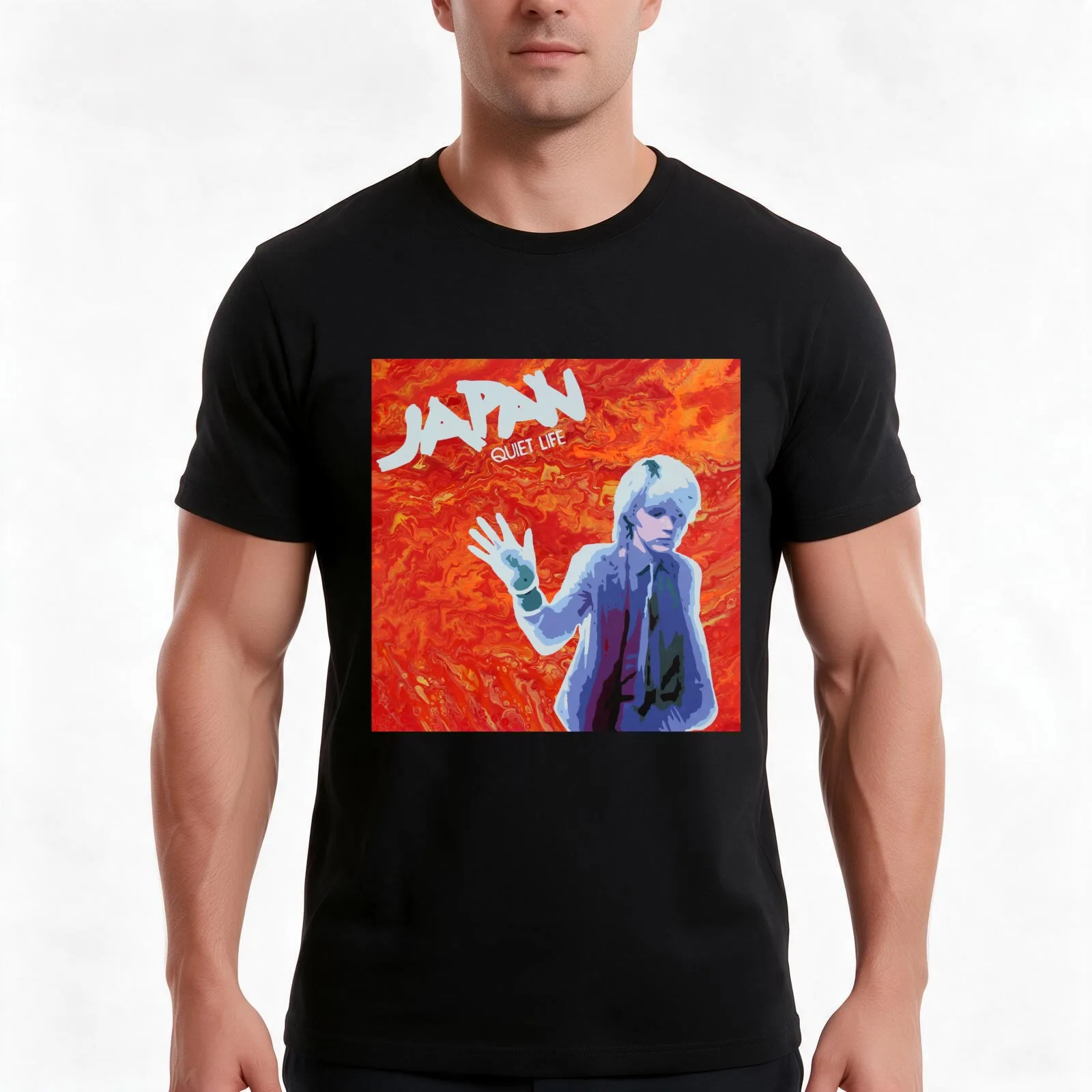 David Sylvian T-Shirt, Summer Casual Cotton Tee, Oversized Streetwear Tops, Vintage Graphic Print, Loose Fit Short Sleeve
