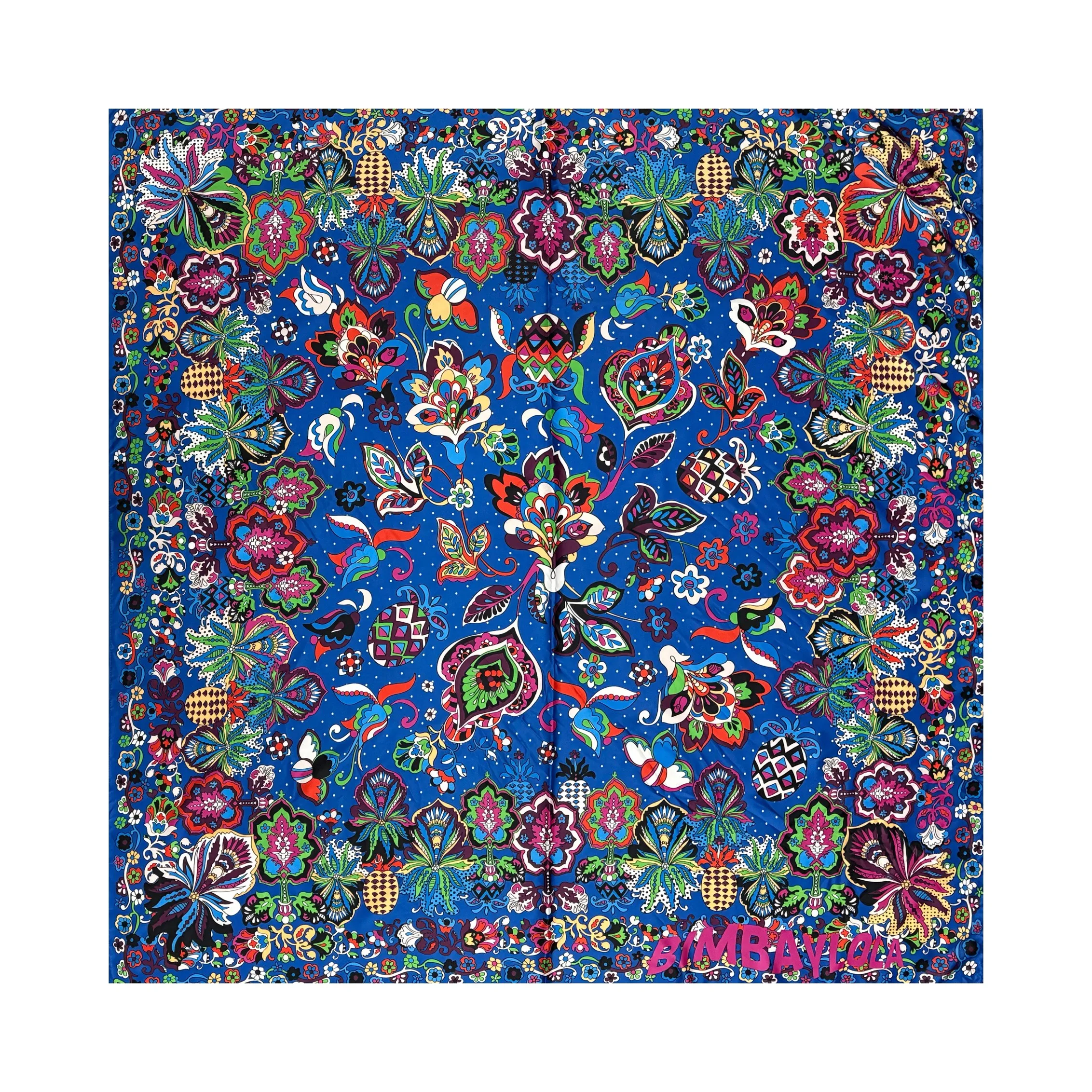 手作り花柄シルクスカーフ-20-センチメートル大判正方形ショール女性スタイル-bimba-y-ブランド多機能冬夏秋