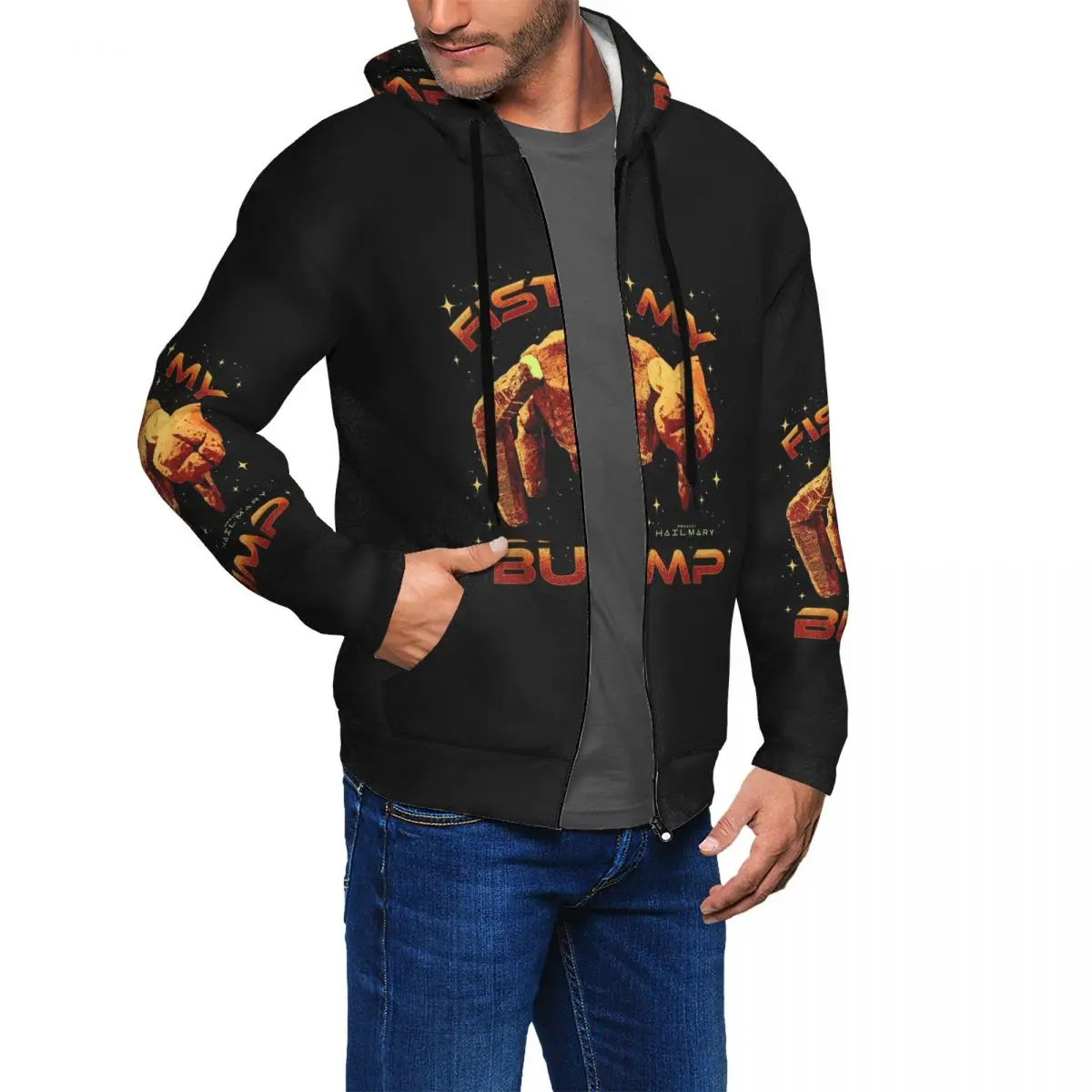 Movie Project Hail Mary Fist My Bump Rocky The Alien Zipper Hoodie Hip Hop Autumn Winter Men Women Sweatshirts Long Sleeve Tops