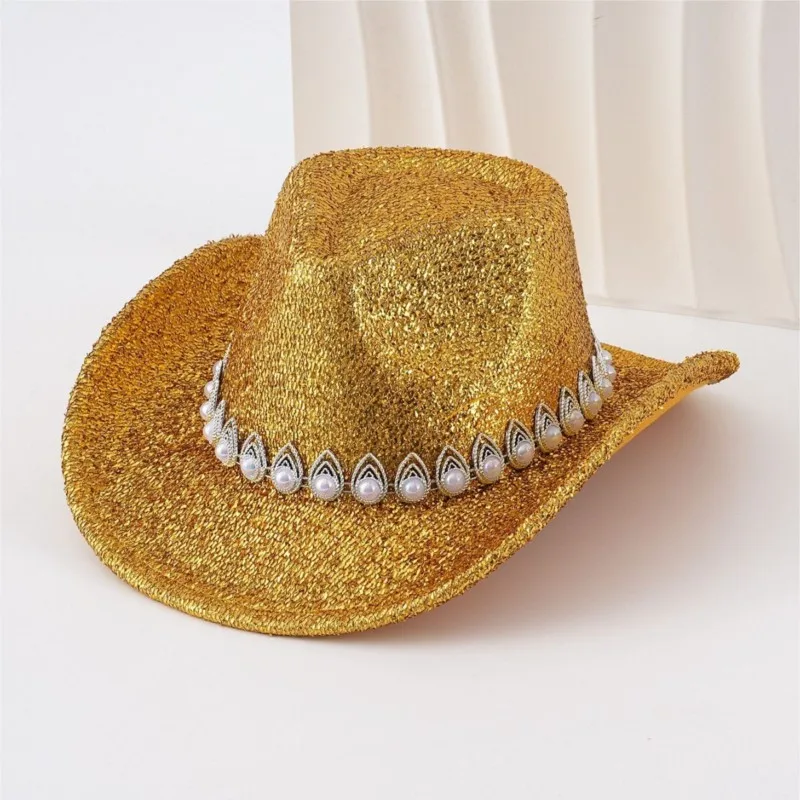 Unisex hat style top accessories three-dimensional pearl round belt
