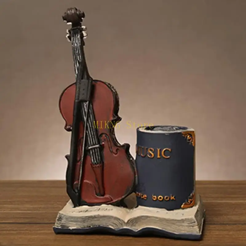 Antique Pen Cup Saxophon Pencil Penciler Fuente pluma Postbount Presente Adornos escritorio vintage para escuela en