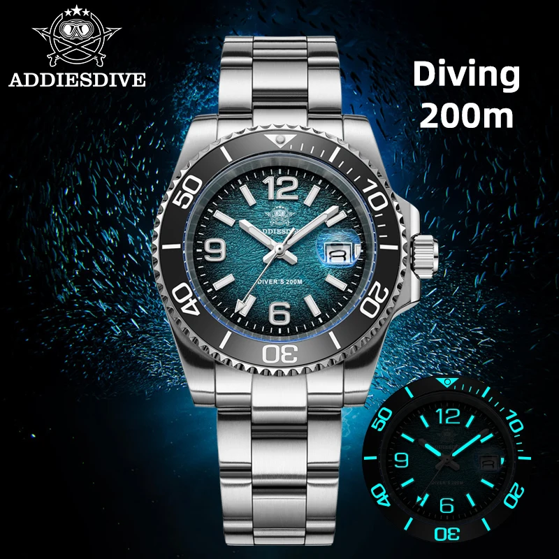 

ADDIESDIVE 41mm Men Diving Watch AD2513 20Bar Waterproof BGW9 Super Luminous Reloj Hombre Quartz Men Watch