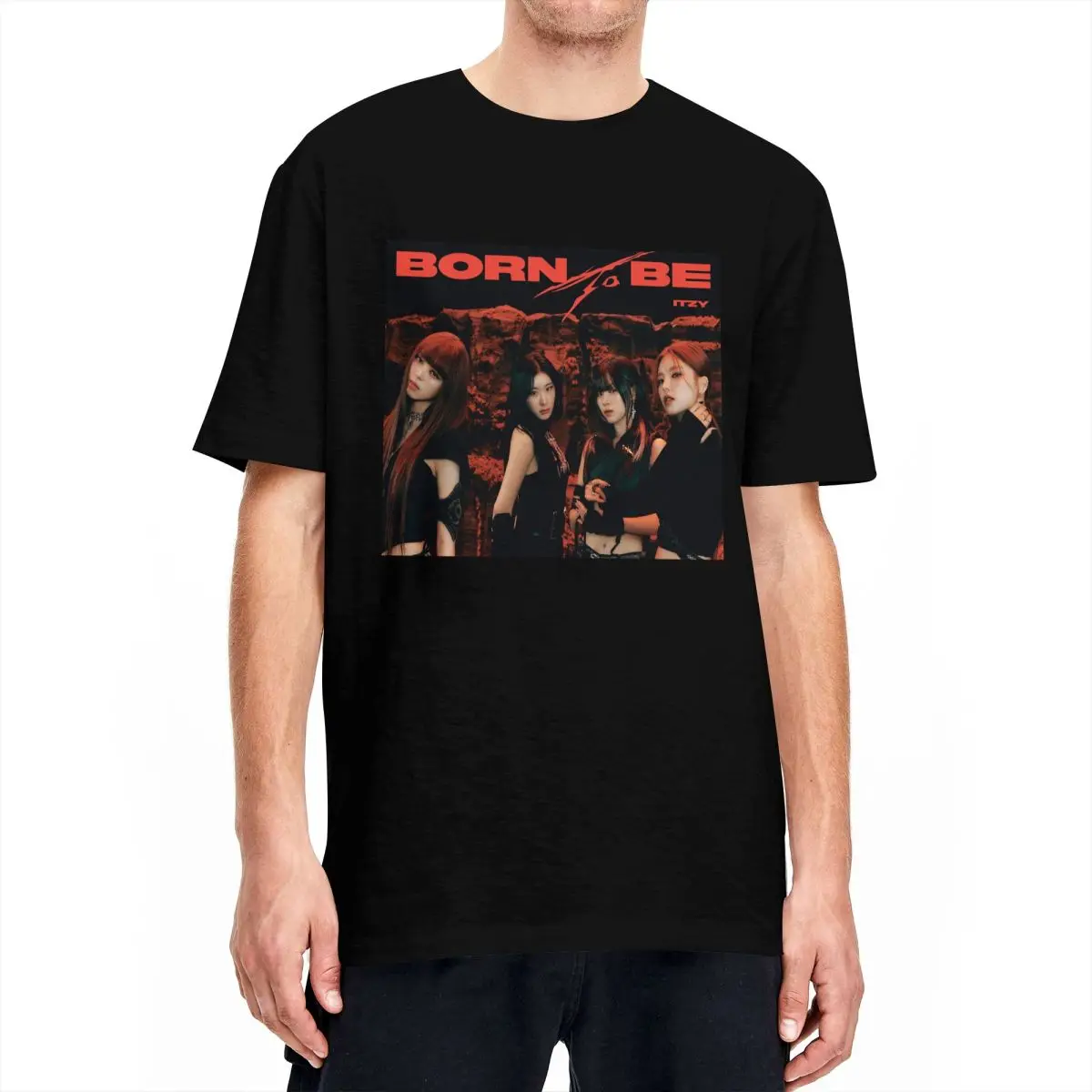 ITZY-Camiseta de banda de música para hombre, Camisa de algodón estilo Hip Hop, playera de diseño de manga corta con foto de "BORN TO BE CONCEPT", Retro, Y2K