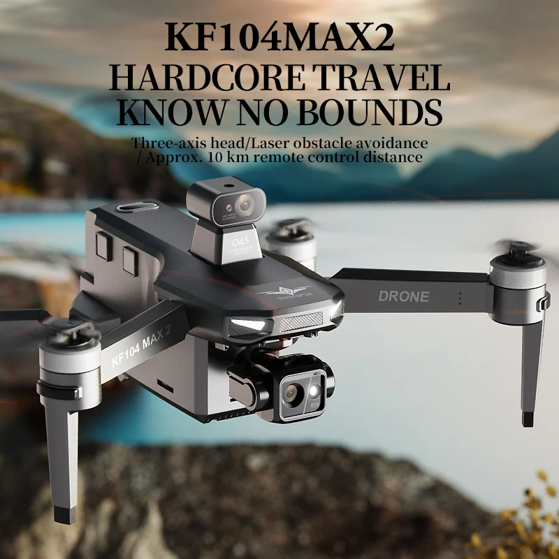 KF104 MAX2 Drone 4K HD Camera 3-Axis Gimbal Obstacle Avoidance EIS Enhanced 6KM WIFI Brushless Touch Screen RC Quadcopter Toys