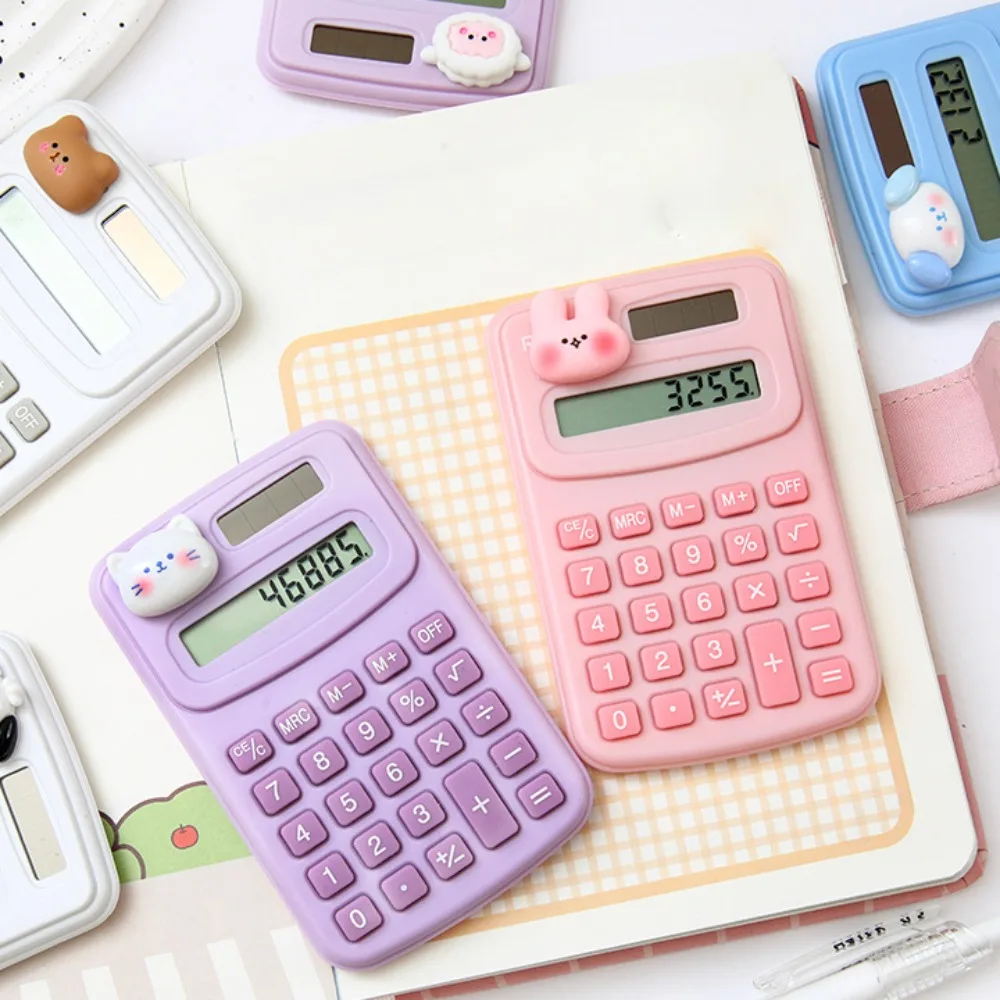 8 Digits Cute Mini Portable Digit Calculator Lightweight Small Cartoon Cute Calculator Candy Color Kawaii Do Office Work