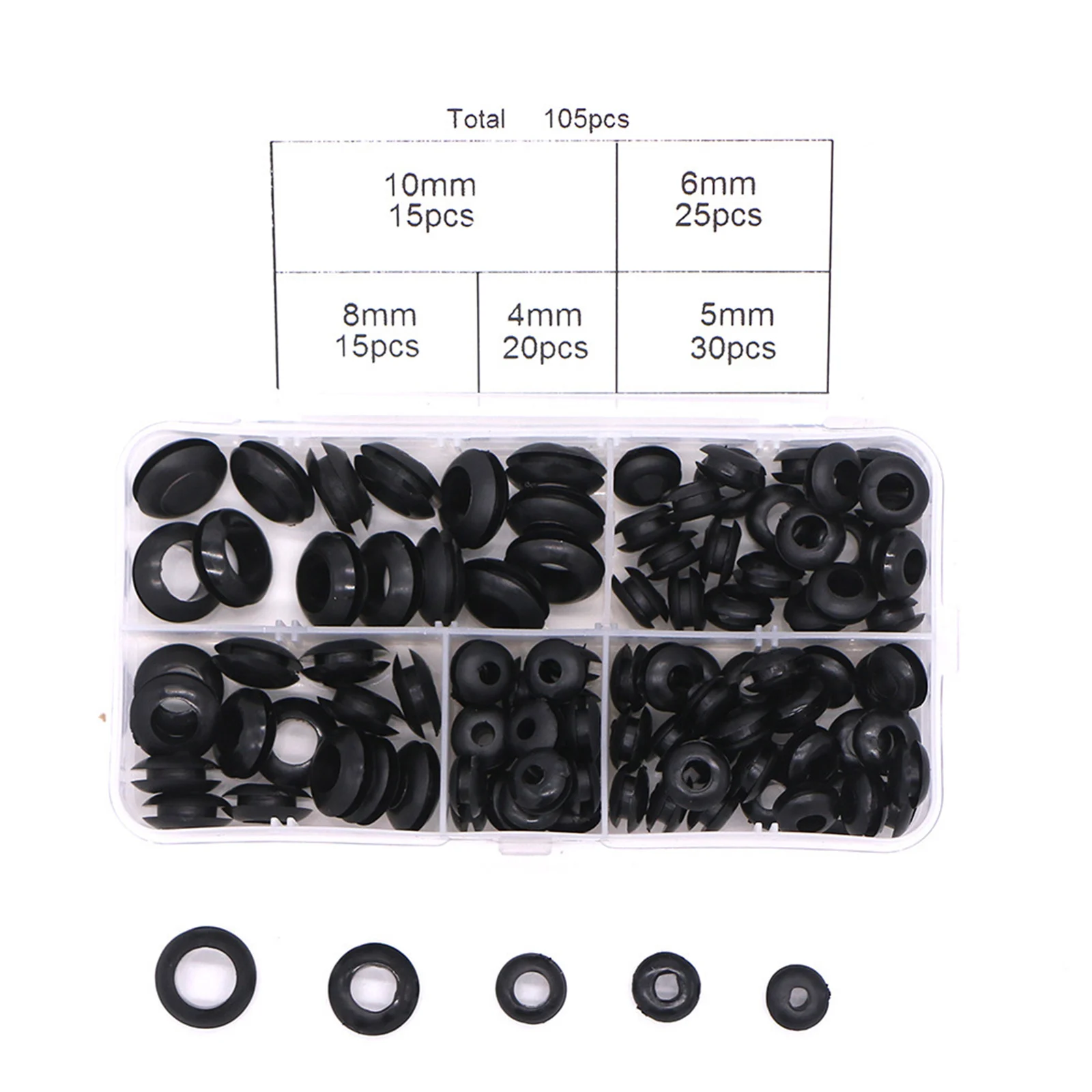 105Pcs Grommet Assortment Kit Rubber Electrical Gasket Rings Waterproof Material Household Vacuum Cleaner Accessories