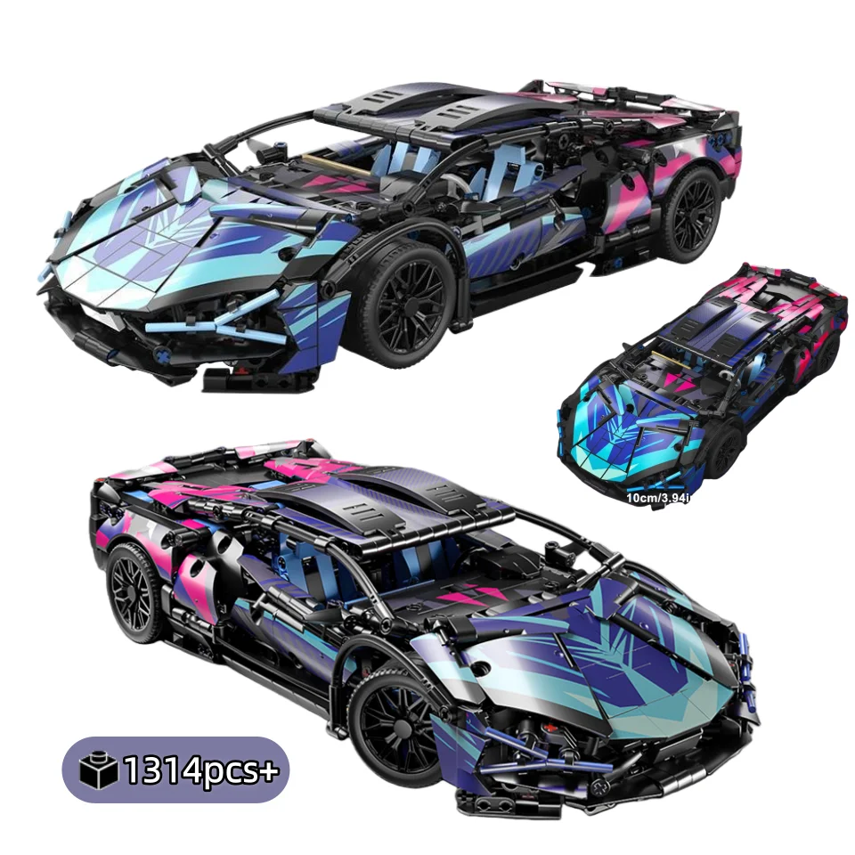 

1314 деталей, технические строительные блоки, модель гоночного автомобиля, коллекционные игрушки-машинки для мальчиков, украшения для рабочего стола, модель, подарки на день рождения