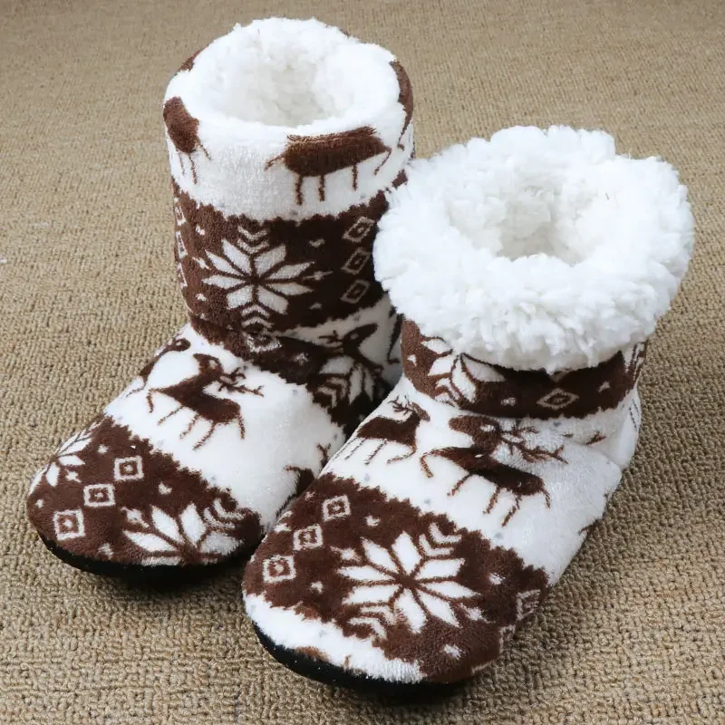 Winter Fur Slippers Women Warm House Slippers Plush Flip Flops Christmas Cotton Indoor Home Shoes Floor Shoes Claquette Fourrure