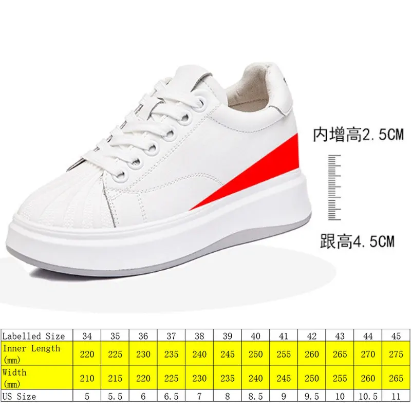 Fujin 8cm New Platform Genuine Leather Chunky Sneaker Casual Hidden Heels Spring Summer Autumn Comfy Breathable High Brand Shoes