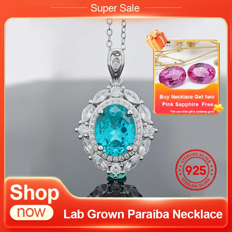 

Chu Ping Lab Paraiba Oval Shape S925 Silver Necklace For the Formal Ocassions or Party Elegant & Sense of High-end Fine Jewelry