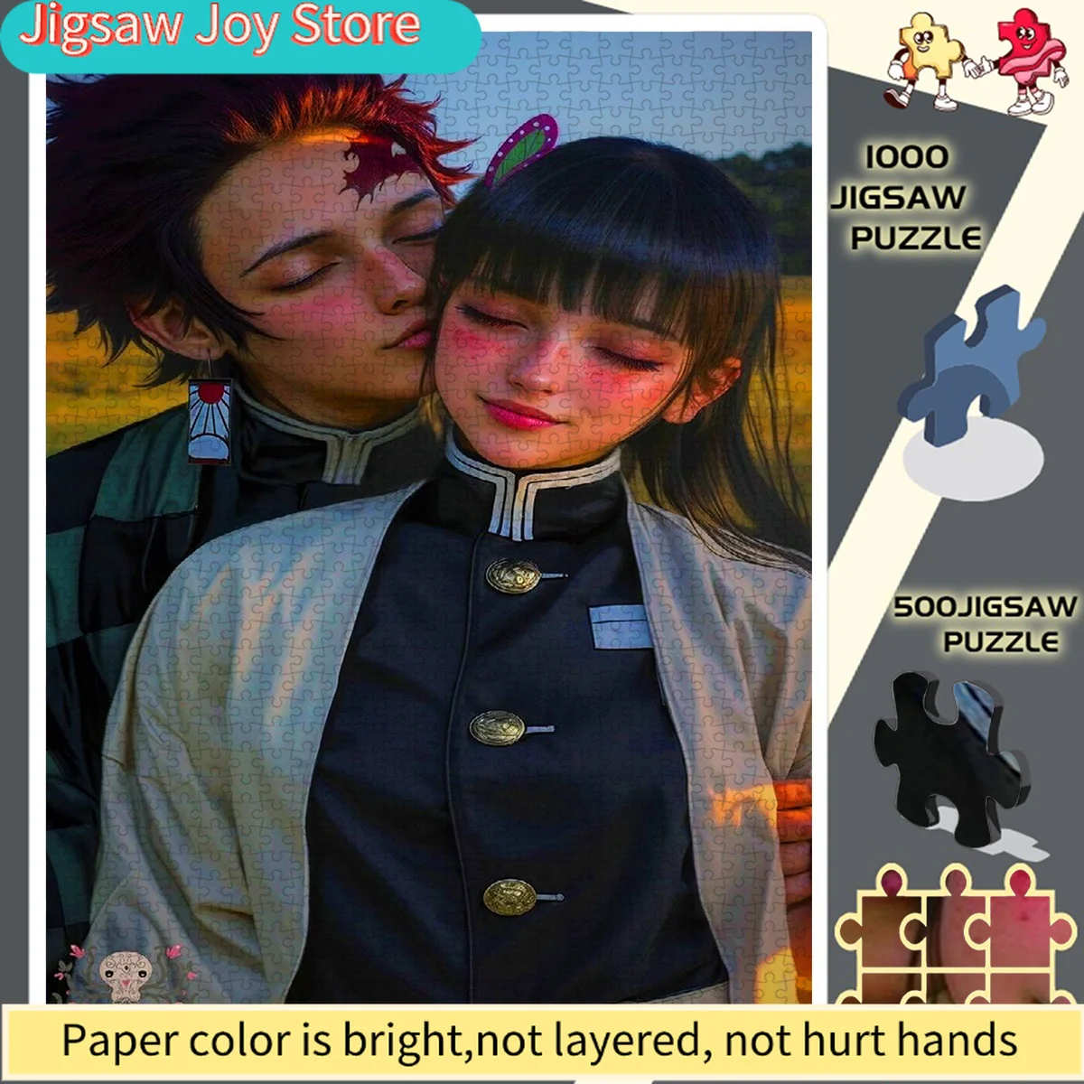 

Пазл-головоломка без рамки для пары в стиле Demon Slayer - идеальный выбор для любителей бумажных пазлов - развивающий подарок