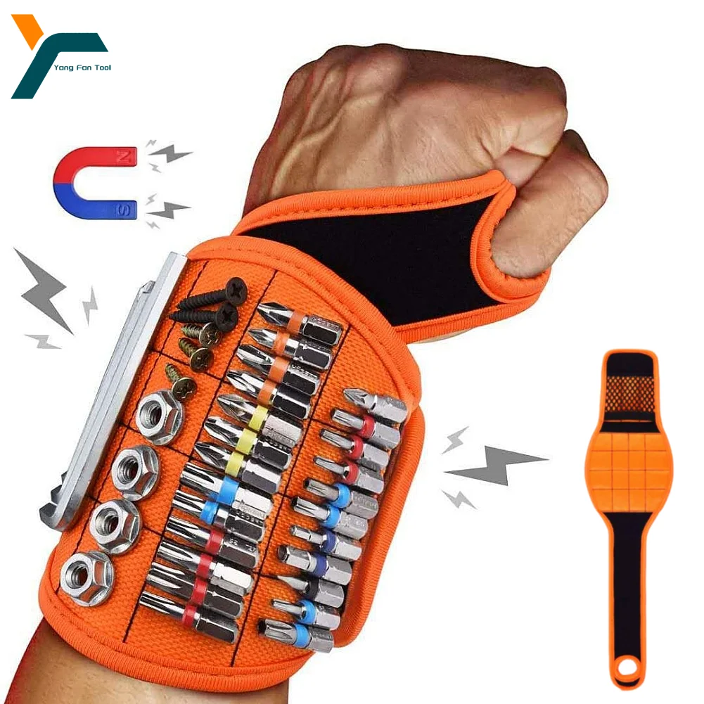 Magnetic Wrist Band With Thumb Hole 16 Magnets Tool Bag Screws Nail Nut Bolts Drill Bit Repair Tool  Fixing Organizer Storage