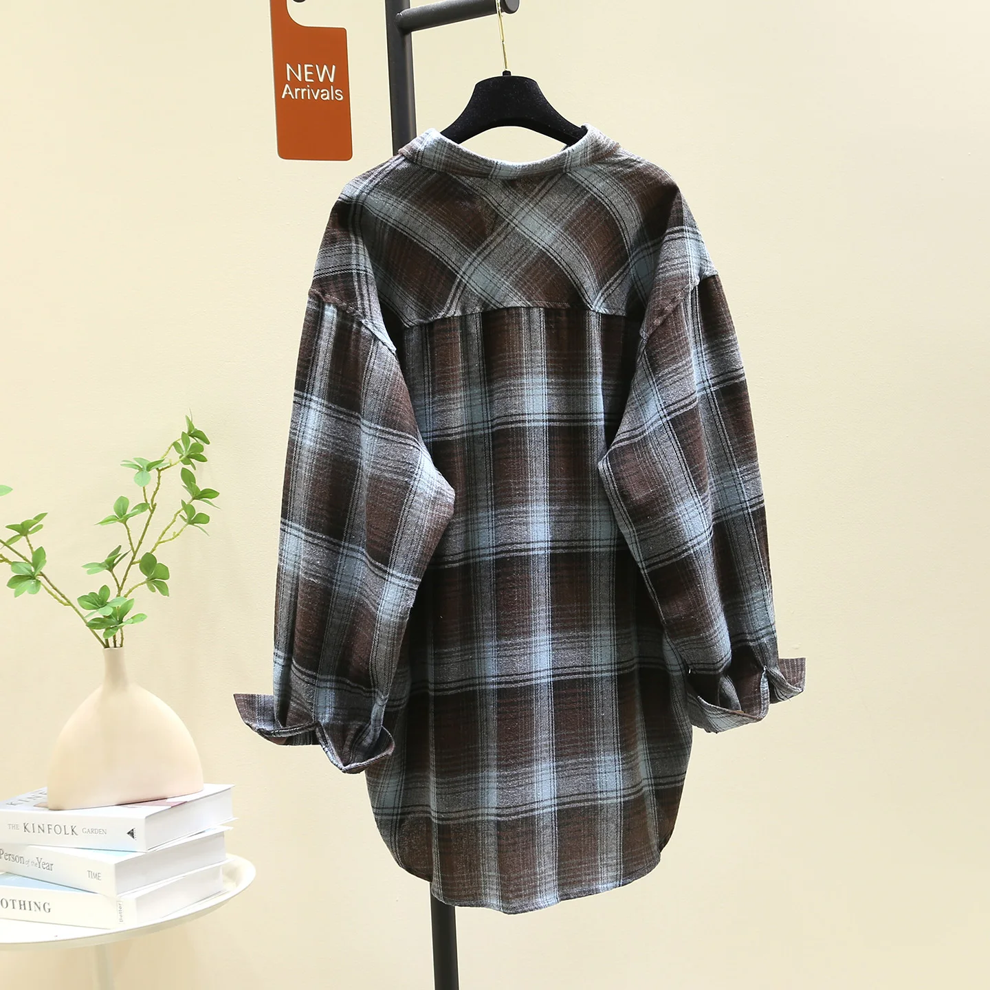 Camicia casual semplice scozzese retrò stile coreano SuperAen per donna Camicie in cotone allentato oversize di nuova moda autunno 2025