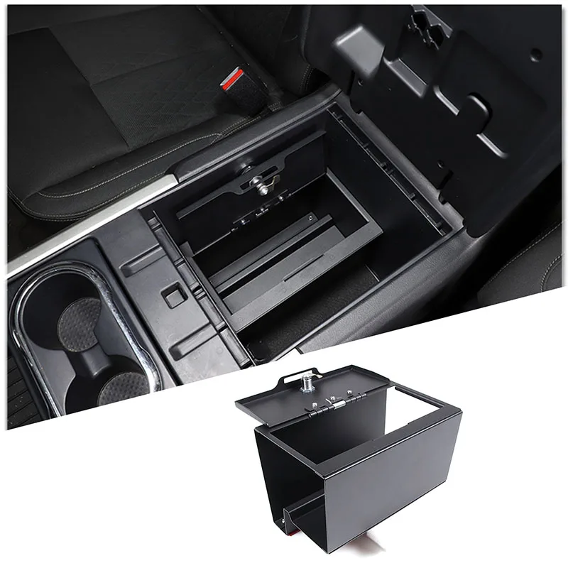 

For Nissan Titan 2016-2023 Carbon Steel Car Armrest Box Safe Combination Lock Storage Box Interior Storage Accessories