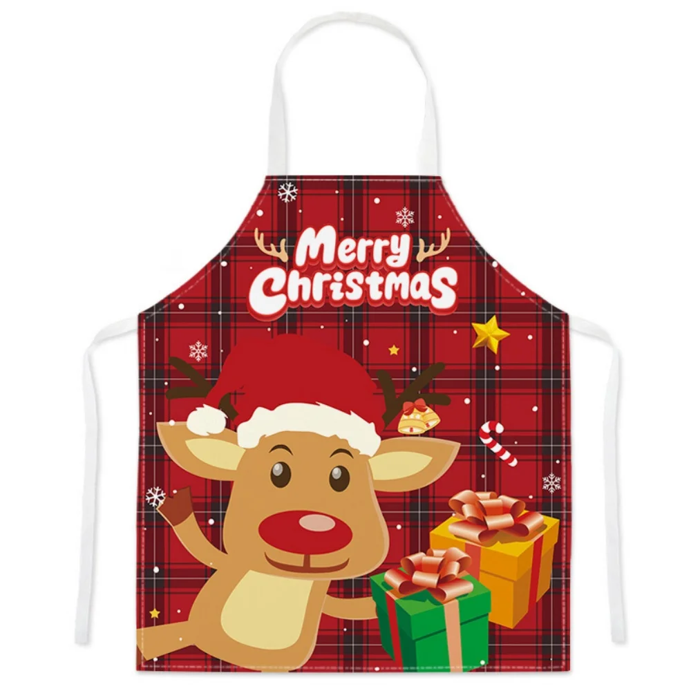 Christmas Cartoon Apron Xmas Tree Santa Claus Deer Oil Dustproof Parent-child Adult Aprons Kitchen Baking Cooking Accessories