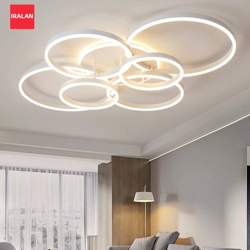 Flush Mount Ceiling Light Fixture Remote Control Dimmable LED Chandelier Surface Mounted Dining Room Ceiling Lamp Acrylic White