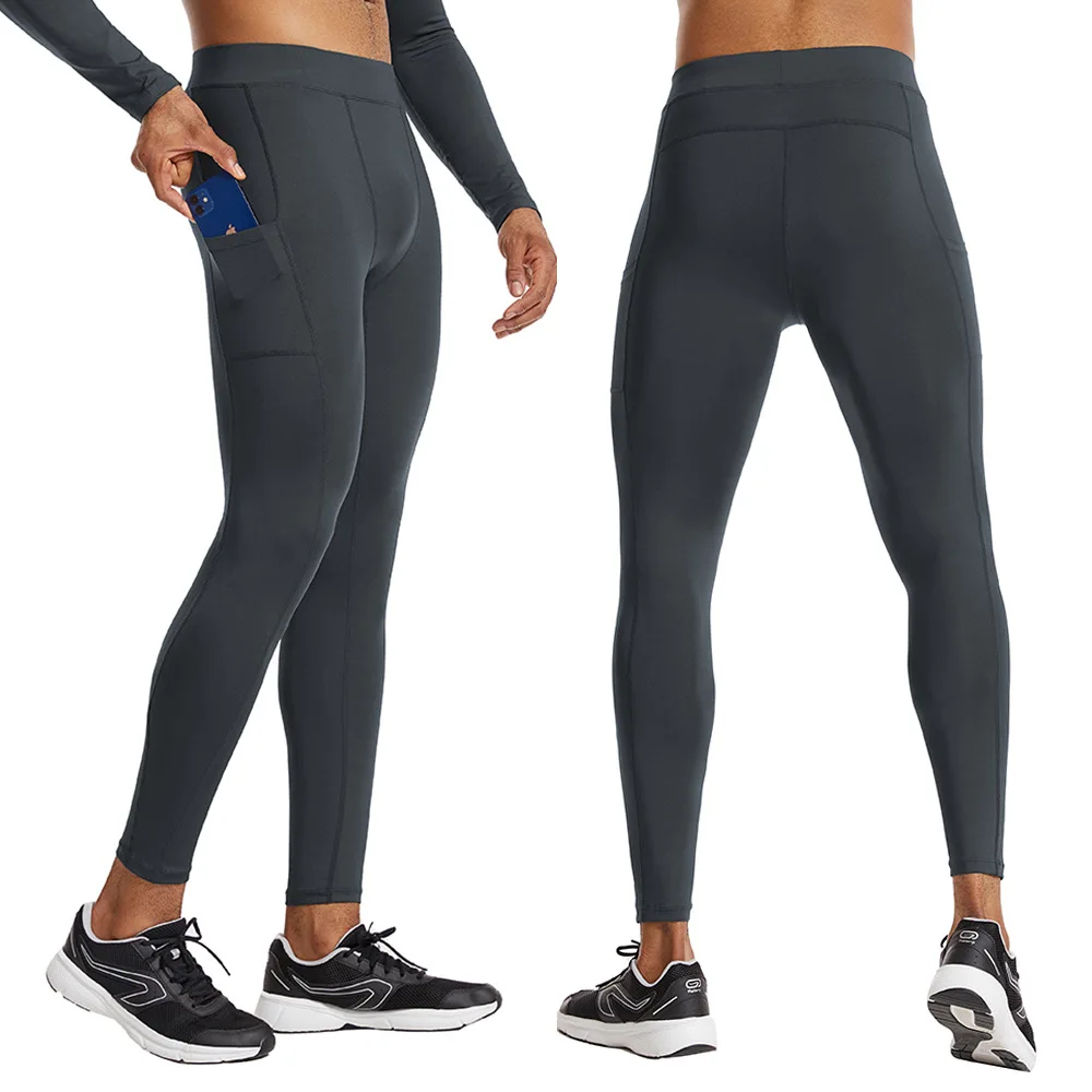 Summer Athletic black men's Gym Leggings with High Waist Tummy Control Butt Lifting Seamless Running Tights Yoga Cooling