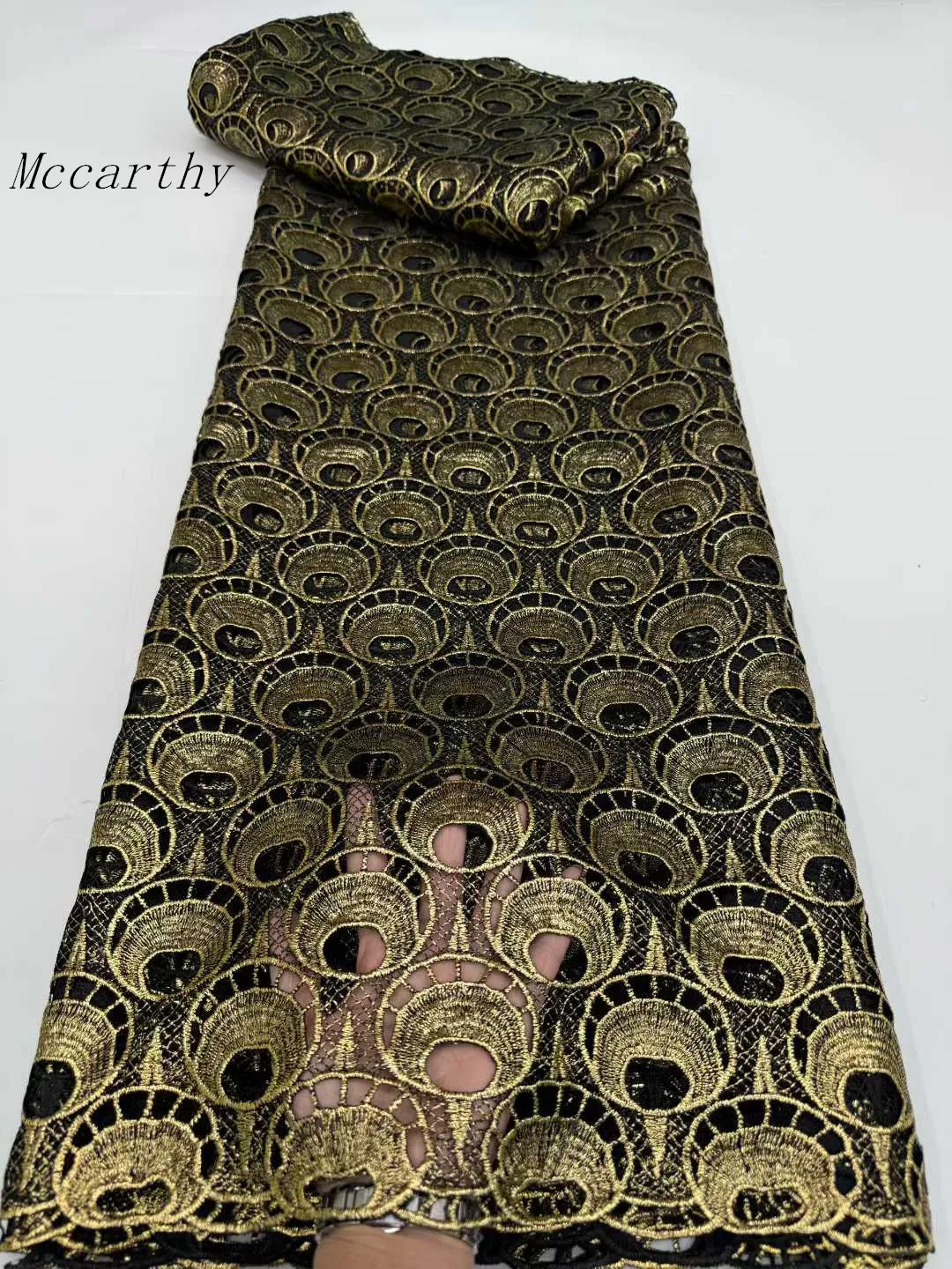 

Mccarthy African Milk Silk Fabric with Water Soluble Lace 2026 High Quality Nigerian Guipure Cord Lace for Sewing Wedding Dress