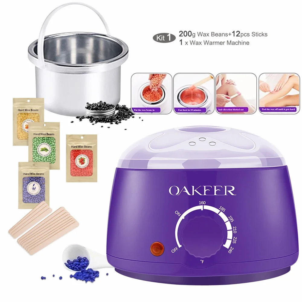 Wax Warmer Hair Removal Machine with Wax Beans & Wooden Scrapers