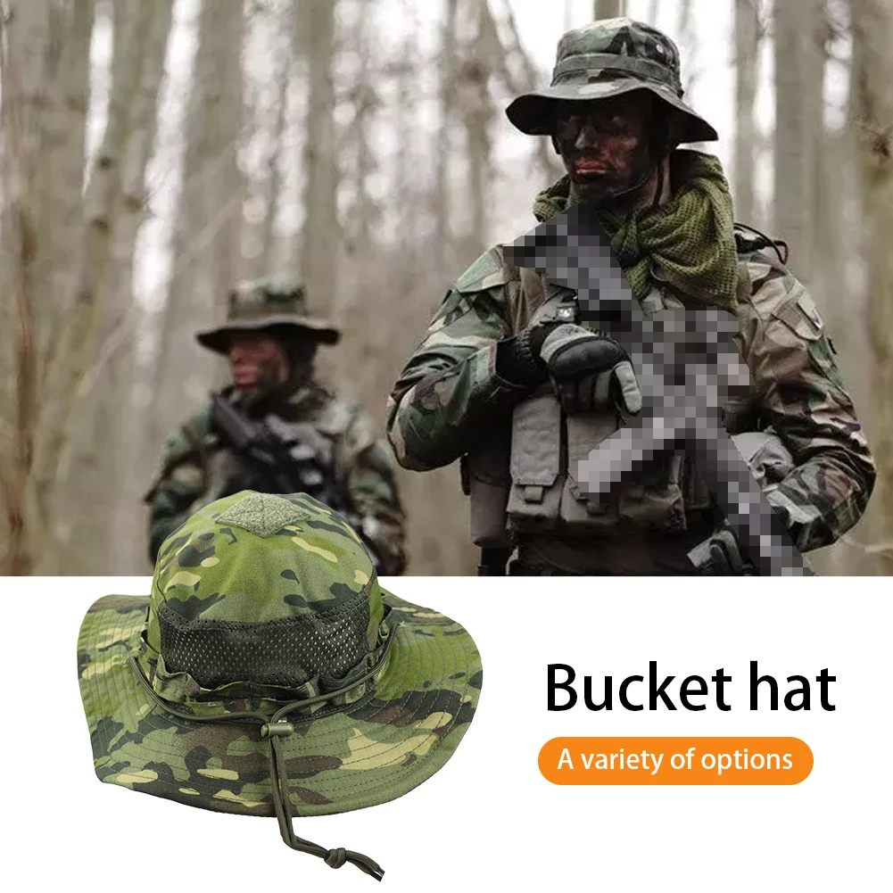 Camouflage Enthusiasts Square Pocket Camo Bonnie Cap US Bucket Benny Hats Multicam Fishing Outdoor Hiking Tactical Sun Caps