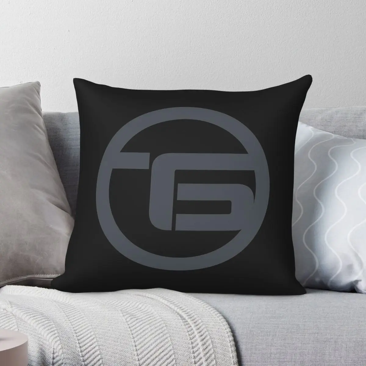 Vanlife T6 Badge Pure Grey Square Pillowcase Polyester Linen Velvet Creative Zip Decorative Car Cushion Cover