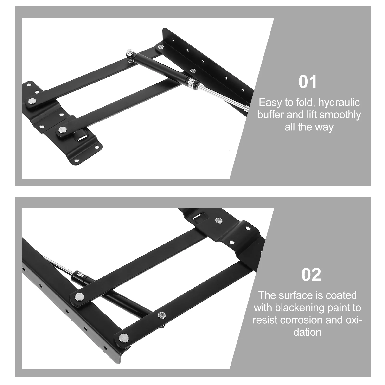 

1 Pair Adjustable Lift Up Coffee Table Mechanism Hydraulic Folding Support Hardware 26Kg Iron Tea Stand Space Saving Heavy Duty