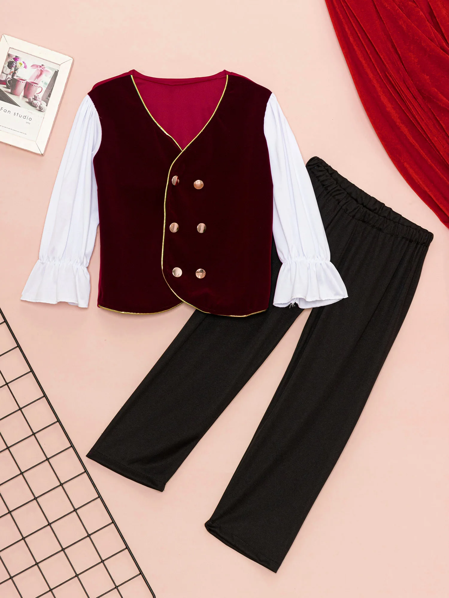 Jungen mittelalter lichen Piraten hemd und Hose Set Kinder Renaissance zweireihigen Halloween Victoria Wikinger schottischen Kostüm anzug