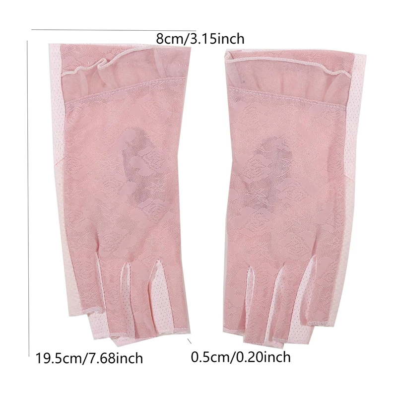 Guantes de protección solar antideslizantes para mujer, sin dedos guantes finos, medio dedo, pantalla táctil, antiultravioleta, conducción, Verano