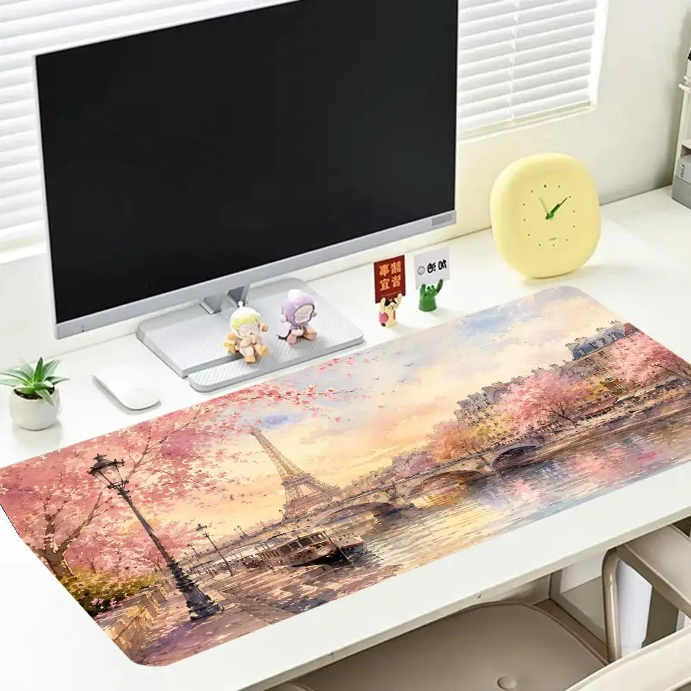 Pink Sakura Shop Play Mat Smooth Cloth Surface Stitched Edges Mousepad For Student Dorm Decor