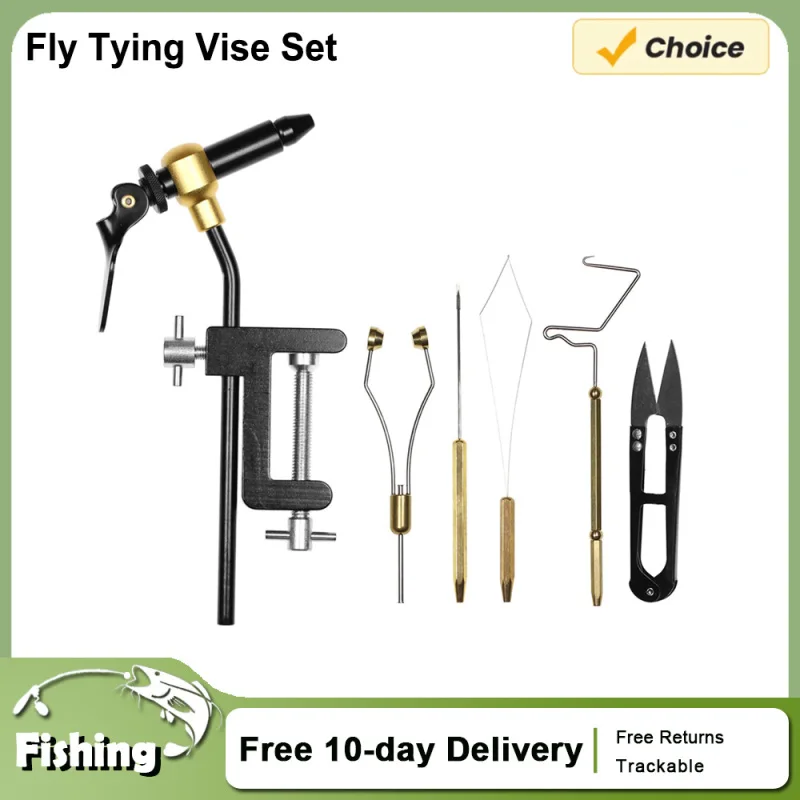 5 / 6pcs Fly Tying Tools Combo Kit Fly Tying Vise Bobbin Holder Threader Needle Whip Finisher Scissors Fly Tying Vise Set