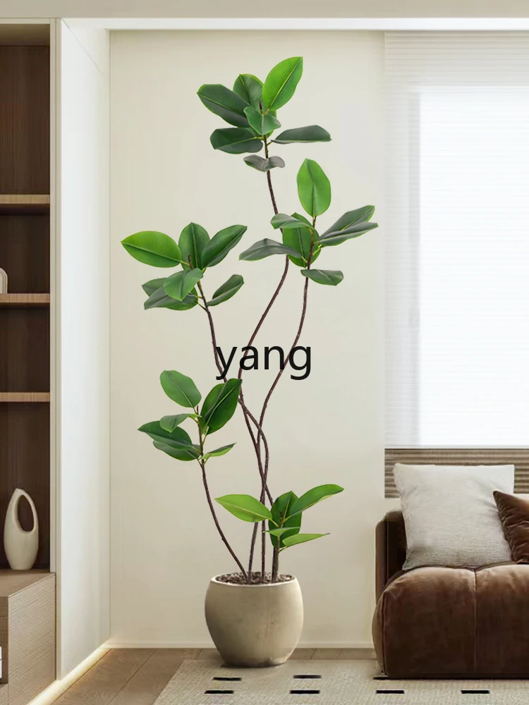 CX Bionic Rubber Tree Simulation Green Plant Advanced Cream Wind Living Room Interior Plant Floor-Standing Decorations