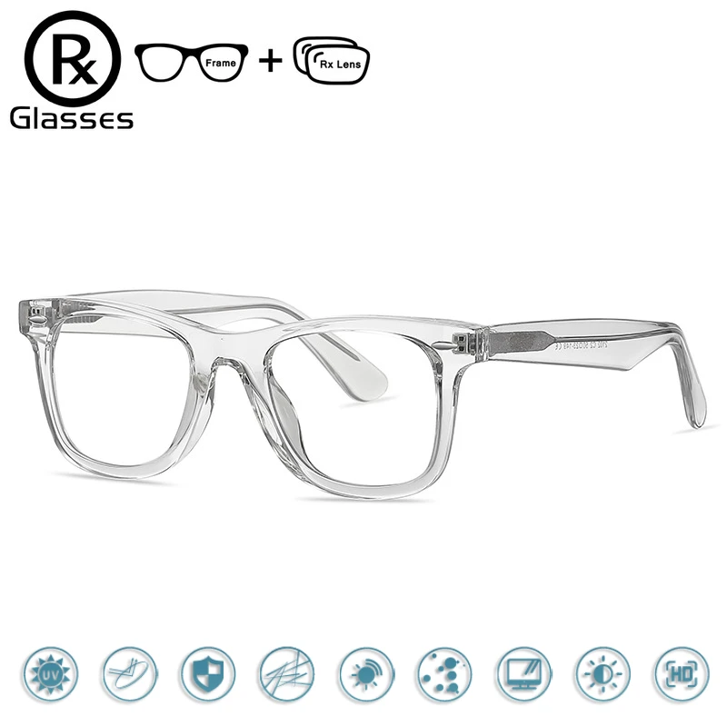 

RX Glasses Photochromic Optical Eyeglasses for Daily Life Women Men Square Frame Prescription Lens Lightweight Comfortable Wear
