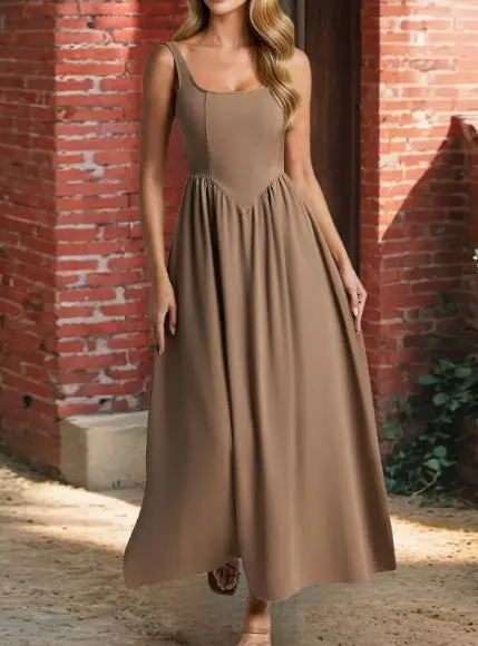

Women's Long Dress New High Waist Elegant Tank Dress 2025 Daily Clothing Summer Female Fashion Sleeveless A-Line Dresses