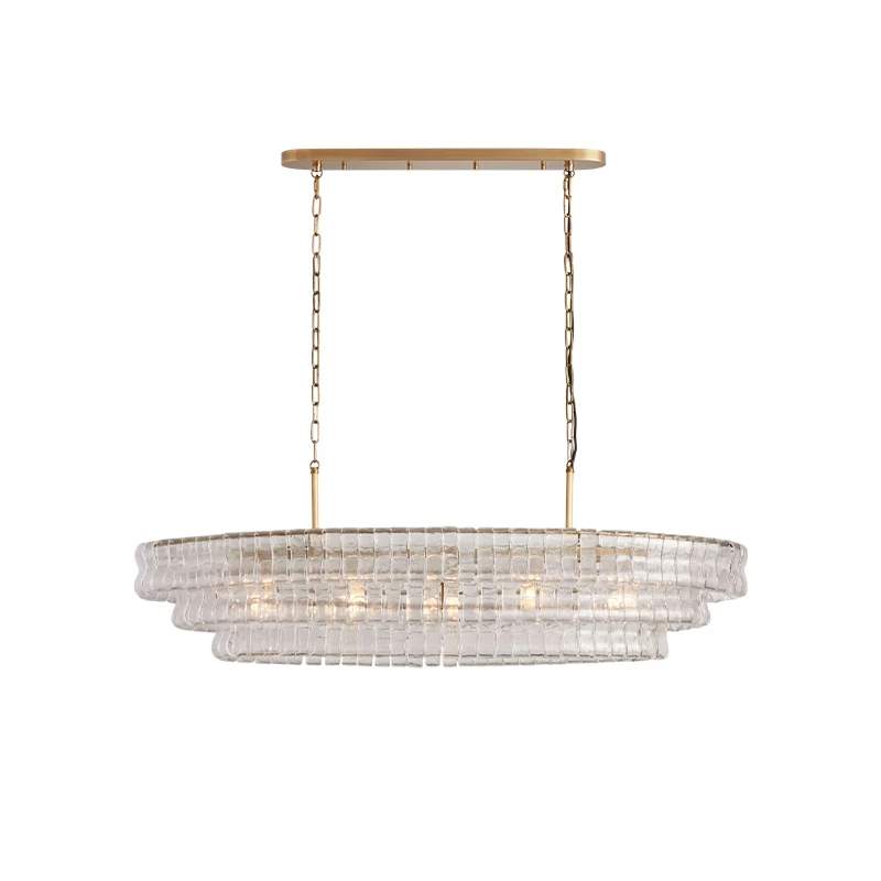 Golden Postmodern Luxury Home Decoration Led Round Transparent Glass Chandelier Luster Living Room Dining Room Light Indoor Hang