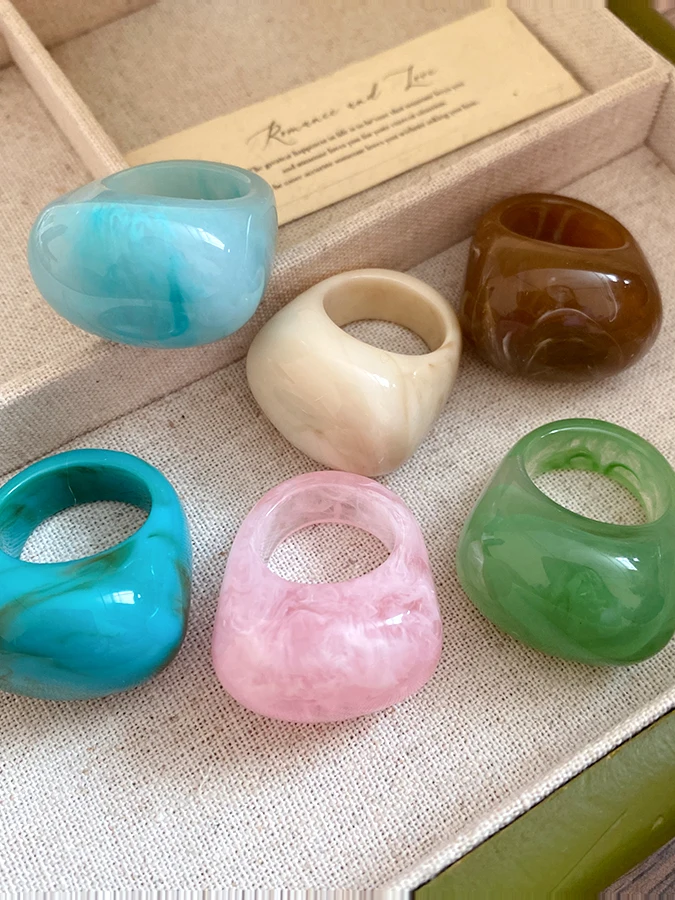 Anillos de Resina con Degradado, Aretes de Diseño Único y Moderno para Mujer, Joyería de Lujo, Accesorios de Moda