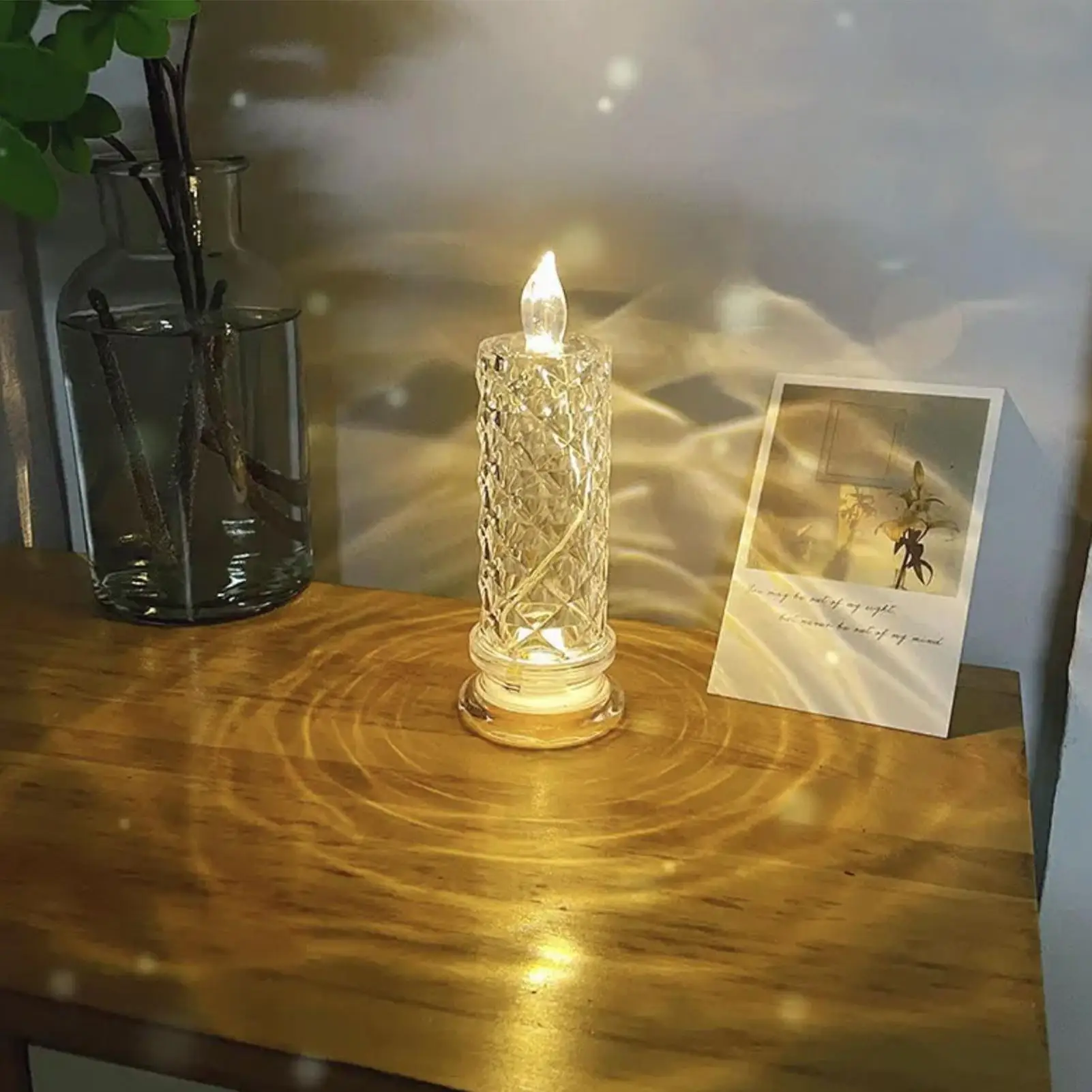 フレームレスキャンドル-6-個ホワイトローズシャドウ結婚式の装飾ライトフレームレスピラーキャンドルバレンタインパーティークリスマス用