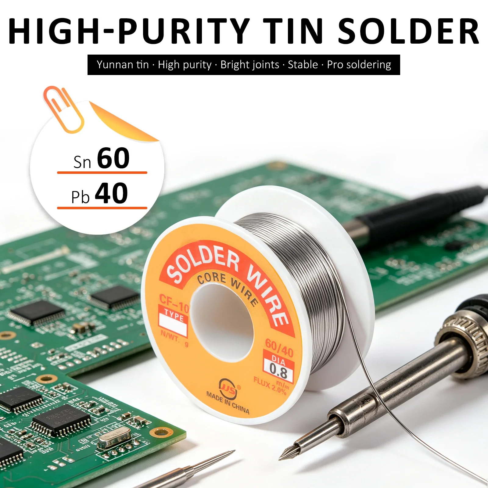 2 Rolls Solder Wire Sn60Pb40 Rosin Core Tin Lead Solder 0.6mm 0.8mm For Electronics PCB Repair DIY Soldering