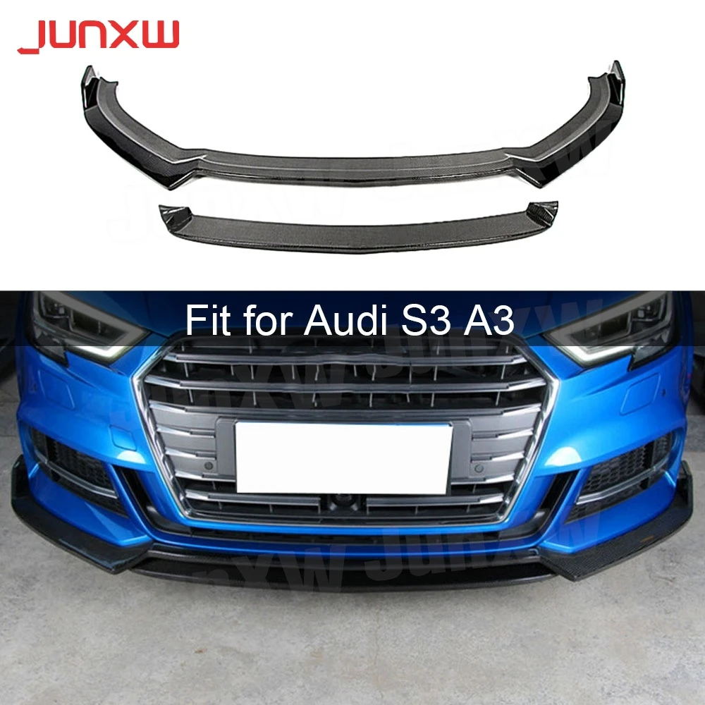 Carbon Fiber Front Lip Chin Spoiler For Audi Sline S3 Sedan Not A3 Standard 2017-2019 Bumper Guard