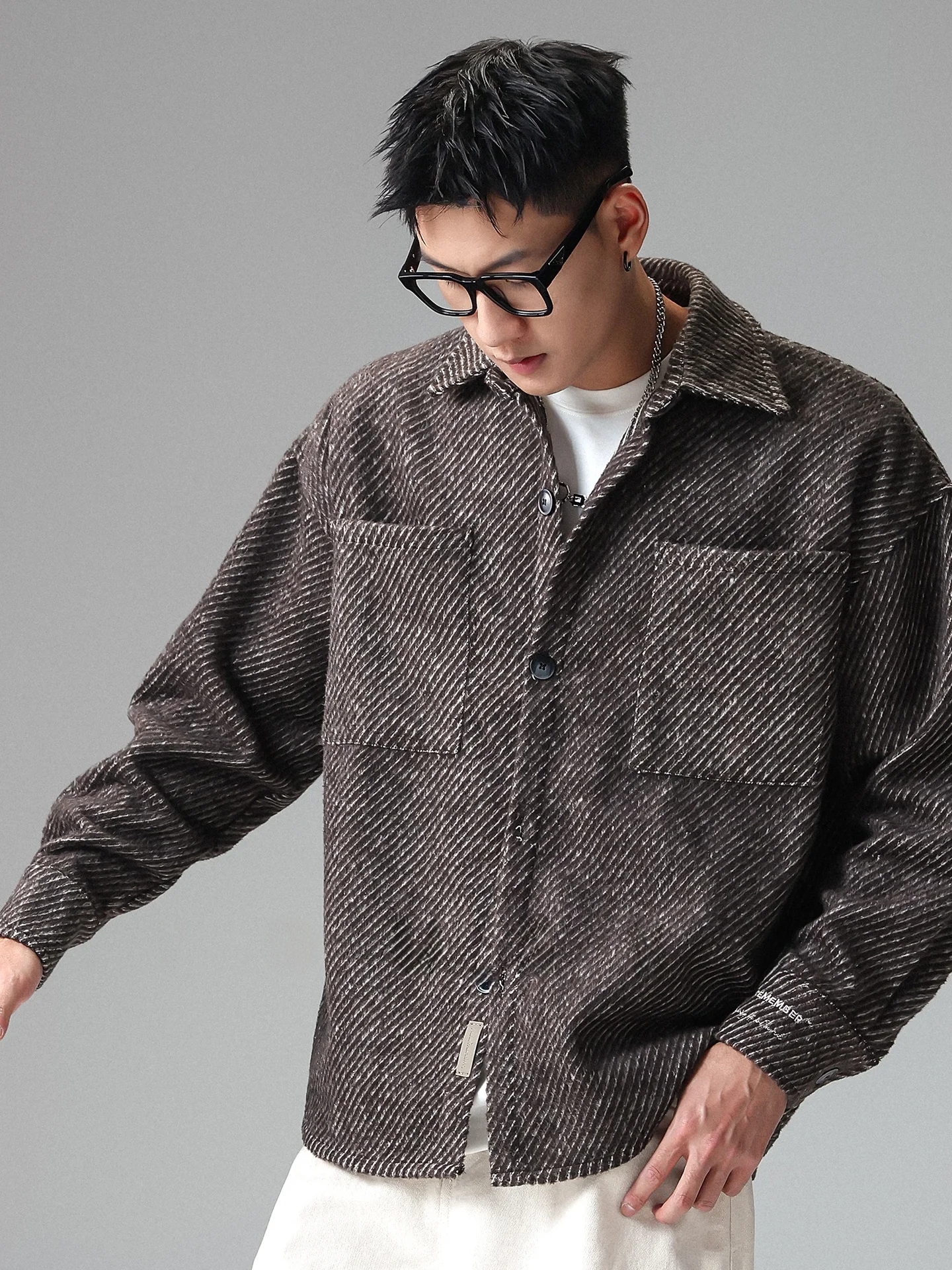 

Retro Plaid Long Sve Velvet ket irt ex Faionable Autumn American Sle irt Men's Loose Fit Casual irt