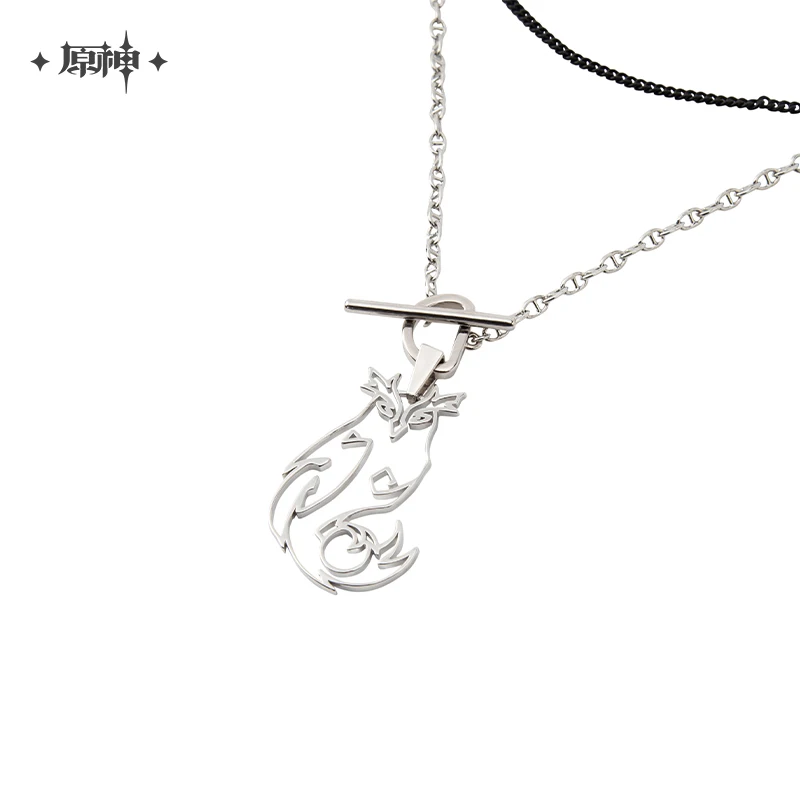 Genshin Impact Official Diluc Theme Necklace Sweater Chain Fashion Double Layer Necklace Gift Accessories