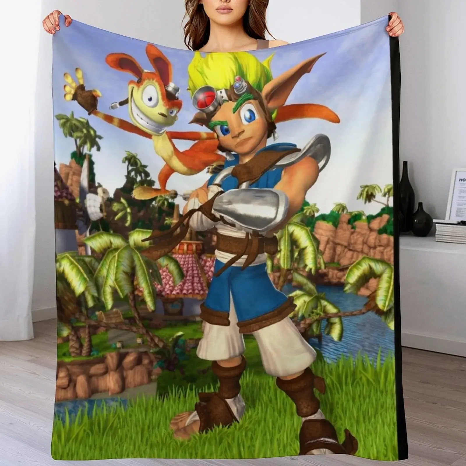 

Jak and Daxter: The Precursor Legacy 2 Throw Blanket Sofa Personalized Gift Plush Flannel Fabric Blankets