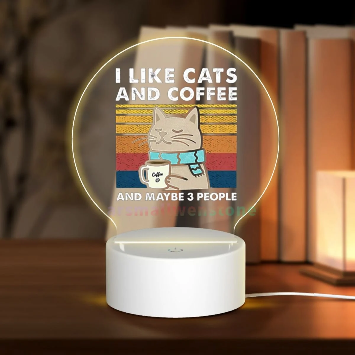 I Like Gatos e Café Acrílico Foto Lâmpada, Night Light LED, Photo Frame, Presente para Casal, Presente de aniversário, Arte Decoração