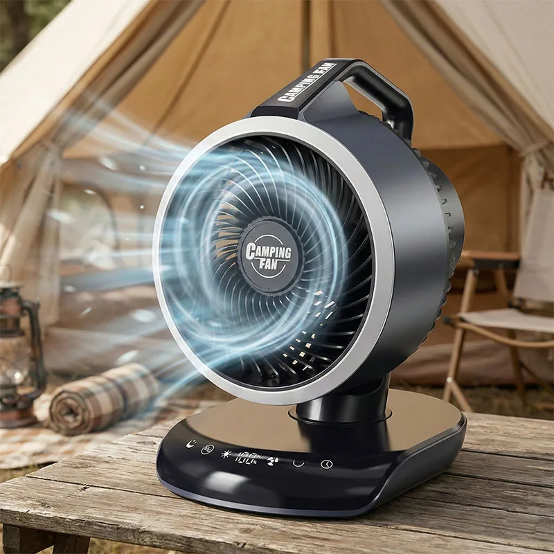

Portable Camping Fan 20000mAh Rechargeable Battery Powered Fan with LED Lantern USB-C Battery Operated Fans Ultra Quiet