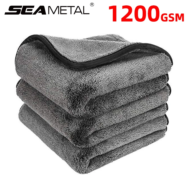 SEAMETAL Ręcznik do mycia samochodu 1200GSM Mikrofibra Ręczniki czyszczące o wysokiej absorpcji wody Zagęszczona miękka ściereczka do mycia samochodu