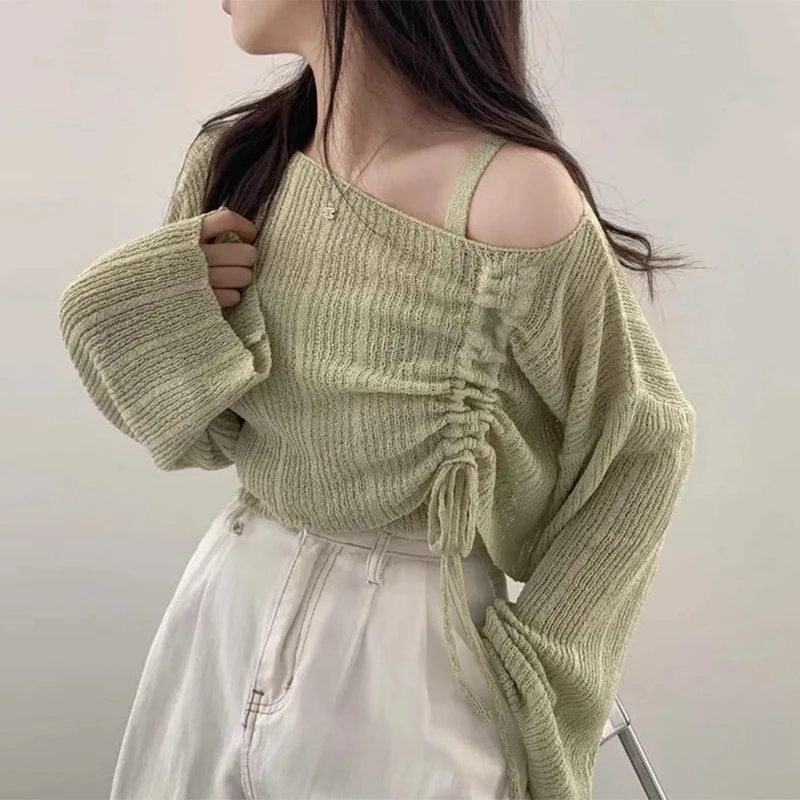 Summer New Design Women's Knitted Vest Top Inner Wear ort Pleated Striped Knit Cover up Faionable Two Piece Set